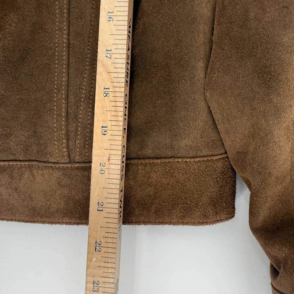 Vtg Y2K GAP Women Brown Suede Sherpa Lined Trucker Ranch Barn Jacket Size M - Picture 8 of 10